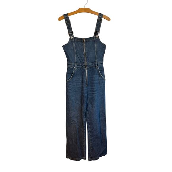 Reformation Jenny Jumpsuit Kasai Wash Denim Jean Wide Leg Overalls Bibs Size 2 - Picture 1 of 11